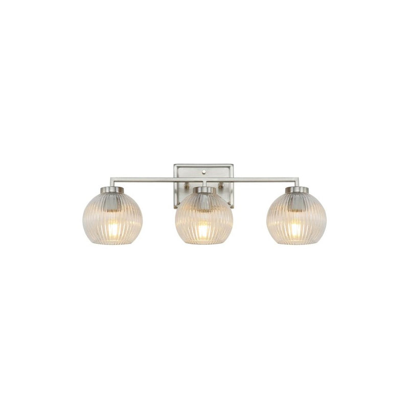 Golden Elliott 3 Light Bath Vanity, Pewter/Ribbed Clear