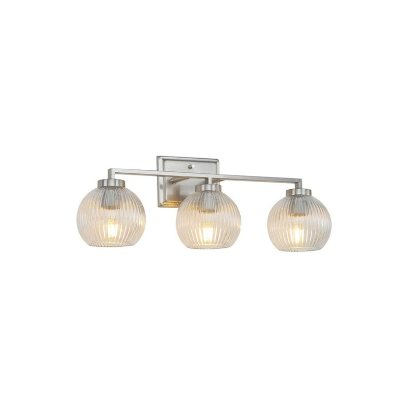 Golden Elliott 3 Light Bath Vanity, Pewter/Ribbed Clear