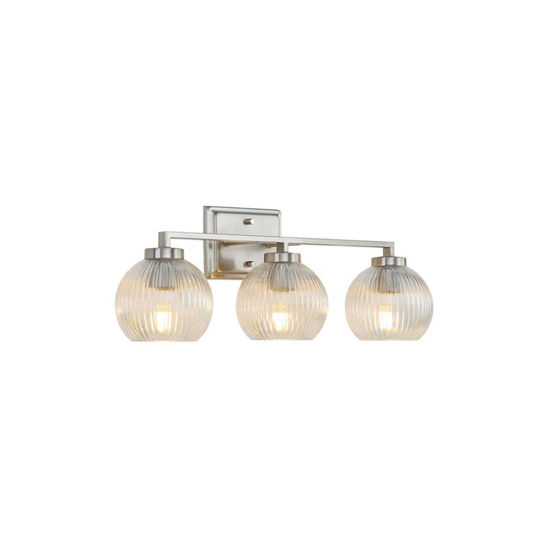 Golden Elliott 3 Light Bath Vanity, Pewter/Ribbed Clear