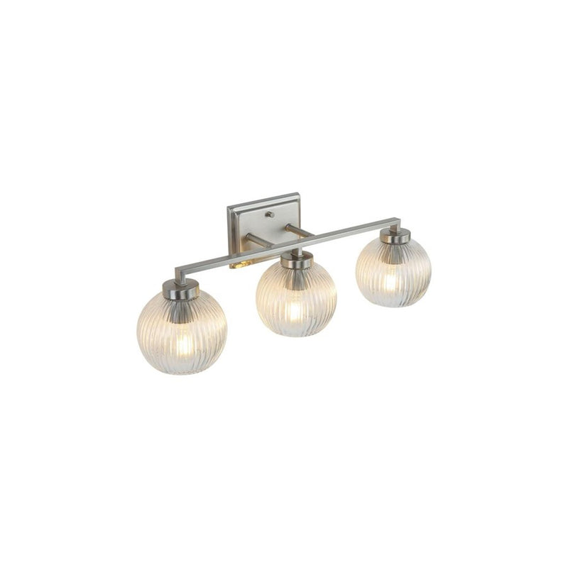 Golden Elliott 3 Light Bath Vanity, Pewter/Ribbed Clear