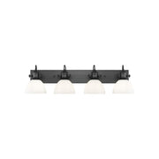 Golden Hines 4-Light Vanity Light, Matte Black/Opal Glass - 3118-BA4BLK-OP