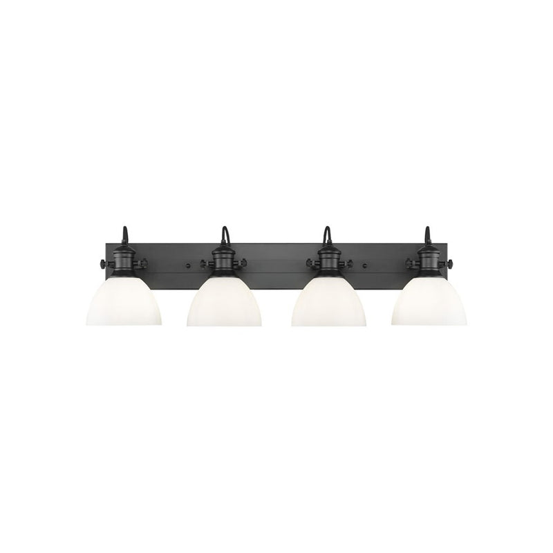 Golden Hines 4-Light Vanity Light, Matte Black/Opal Glass - 3118-BA4BLK-OP
