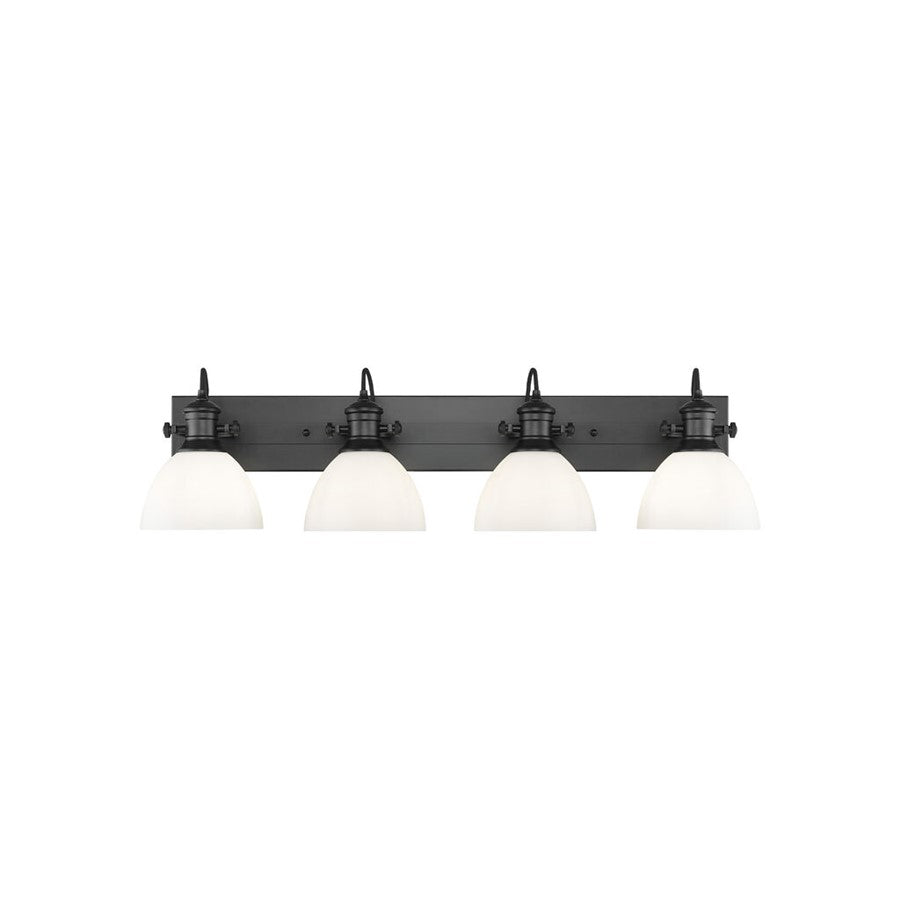 Golden Hines 4-Light Vanity Light, Matte Black/Opal Glass - 3118-BA4BLK-OP