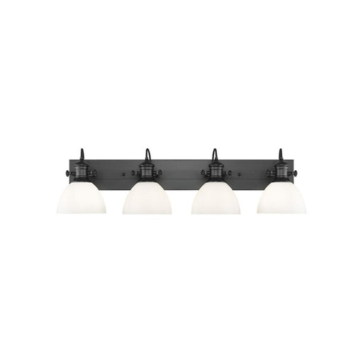 Golden Hines 4-Light Vanity Light, Matte Black/Opal Glass