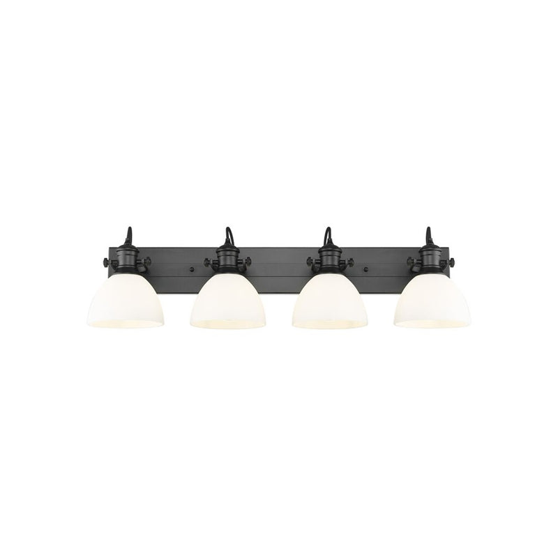 Golden Hines 4-Light Vanity Light, Matte Black/Opal Glass