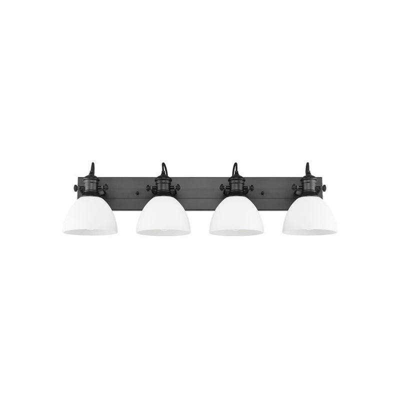 Golden Hines 4-Light Vanity Light, Matte Black/Opal Glass