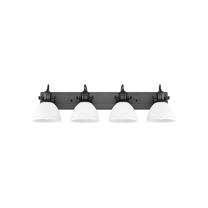 Golden Hines 4-Light Vanity Light, Matte Black/Opal Glass