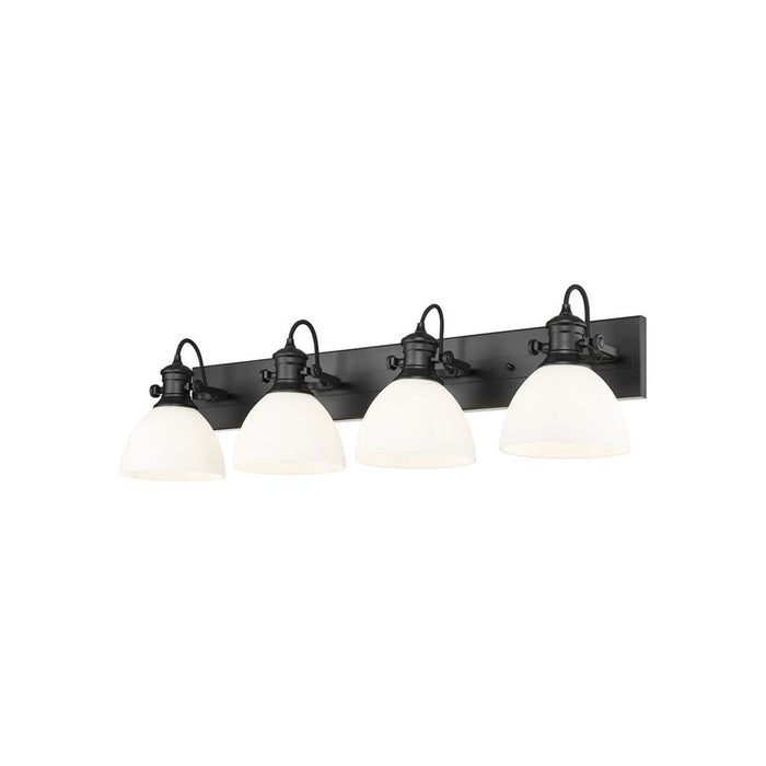 Golden Hines 4-Light Vanity Light, Matte Black/Opal Glass