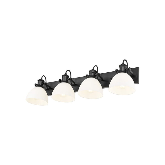 Golden Hines 4-Light Vanity Light, Matte Black/Opal Glass