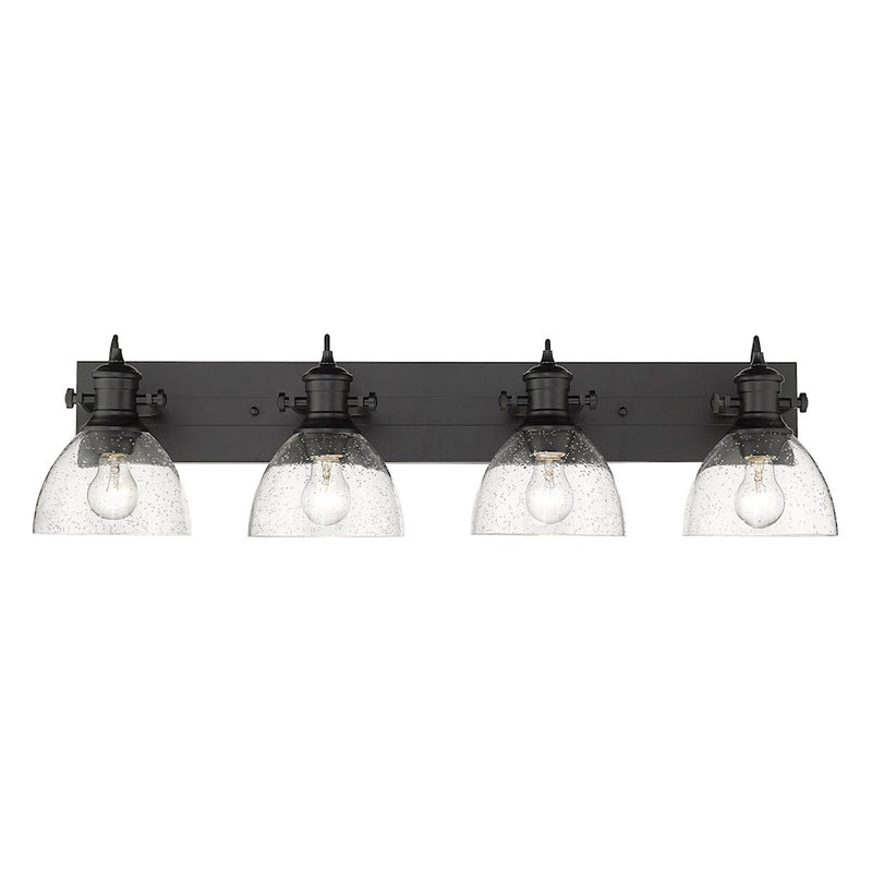 Golden Lighting Hines 4 Light Bath Vanity, Black/Seeded Glass