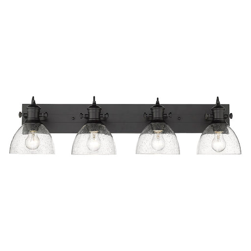 Golden Lighting Hines 4 Light Bath Vanity, Black/Seeded Glass