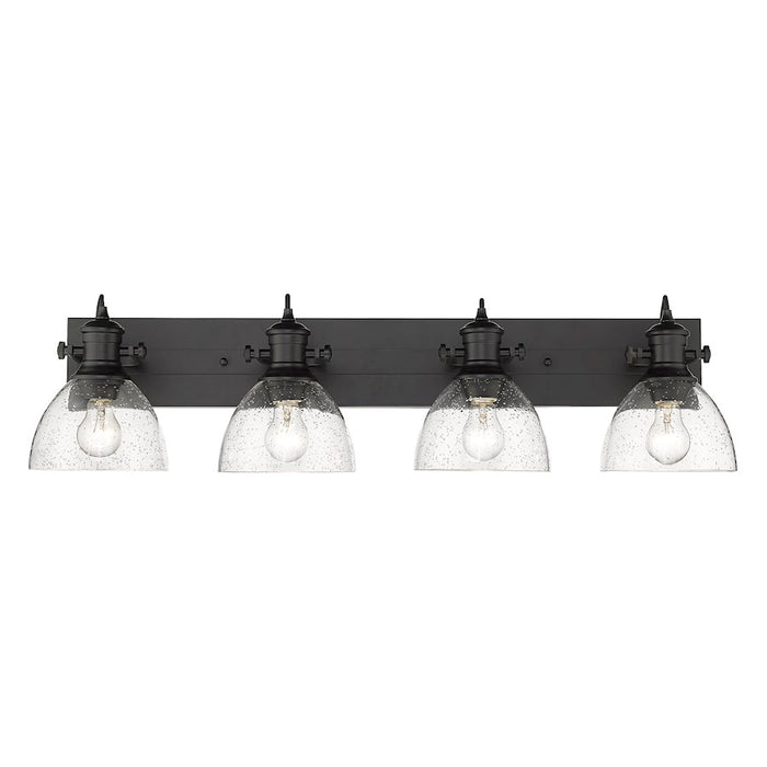 Golden Lighting Hines 4 Light Bath Vanity, Black/Seeded Glass