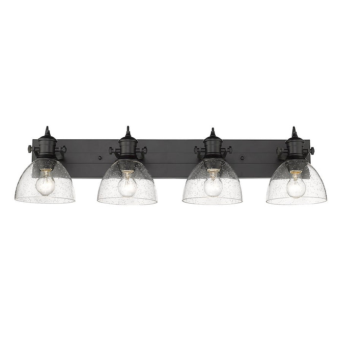 Golden Lighting Hines 4 Light Bath Vanity, Black/Seeded Glass