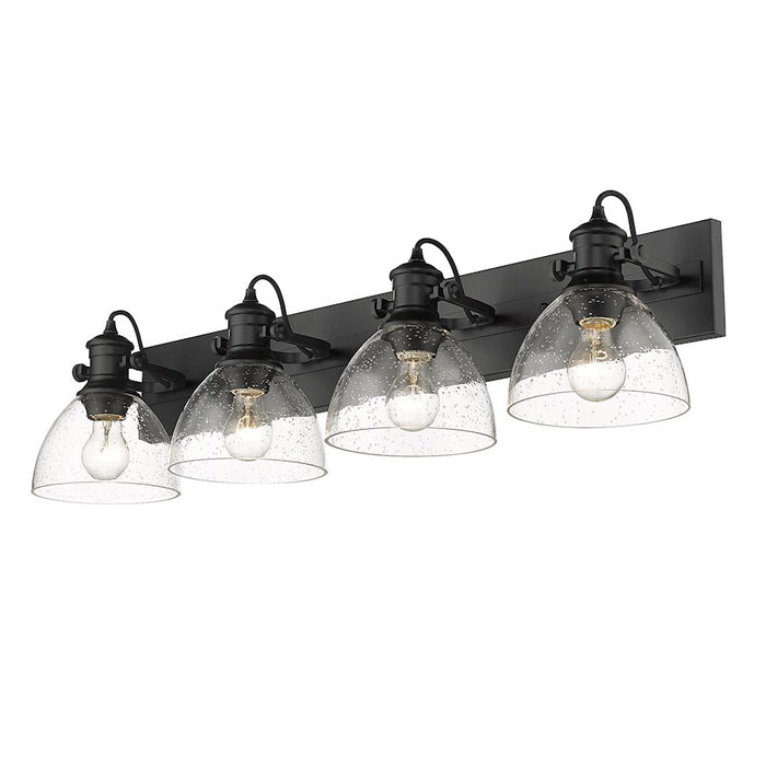 Golden Lighting Hines 4 Light Bath Vanity, Black/Seeded Glass