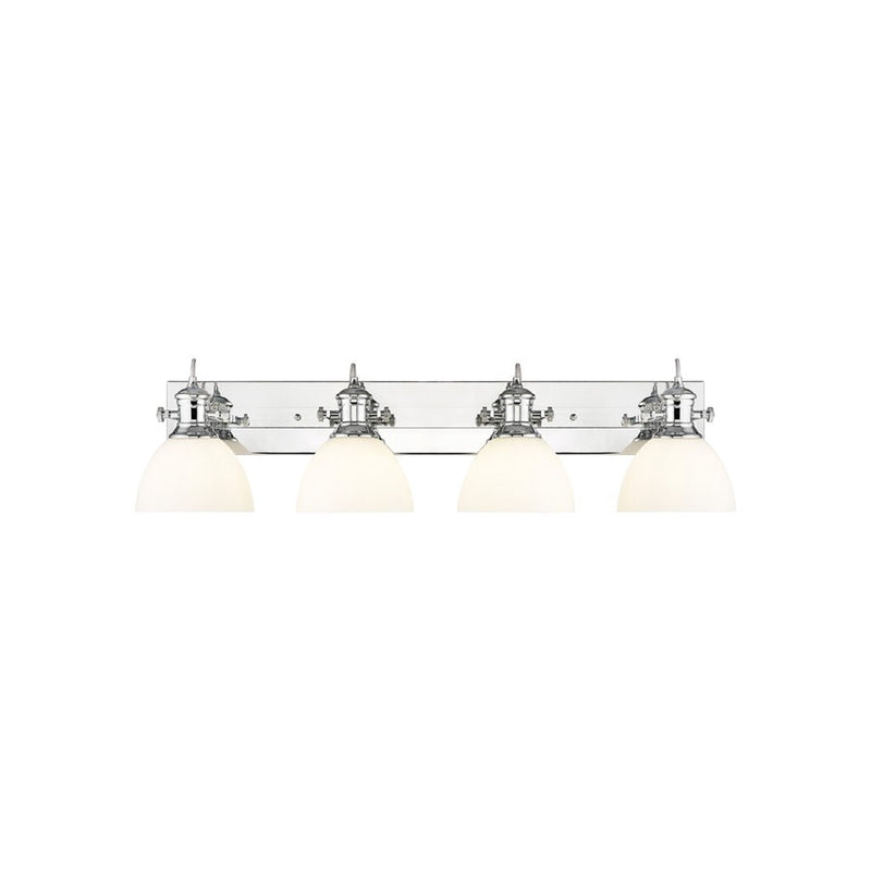 Golden Lighting Hines 4-Light Vanity Light, Chrome/Opal Glass