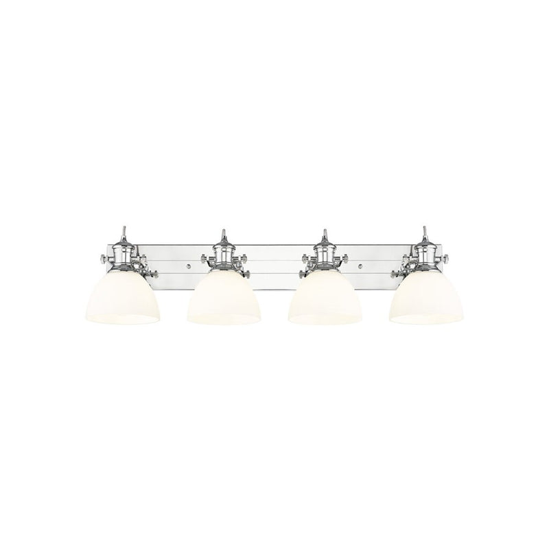 Golden Lighting Hines 4-Light Vanity Light, Chrome/Opal Glass