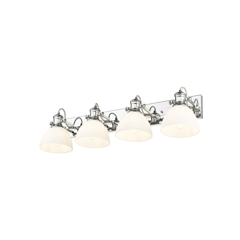 Golden Lighting Hines 4-Light Vanity Light, Chrome/Opal Glass