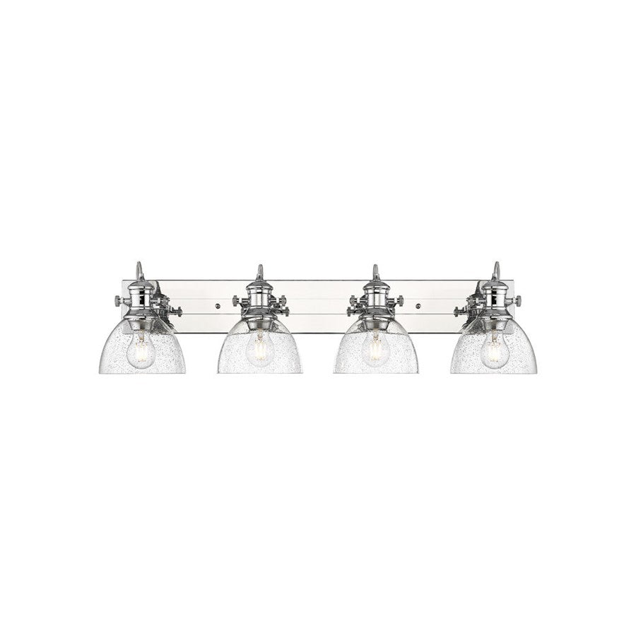 Golden Lighting Hines 4-Light Vanity Light, Chrome/Seeded Glass - 3118-BA4CH-SD