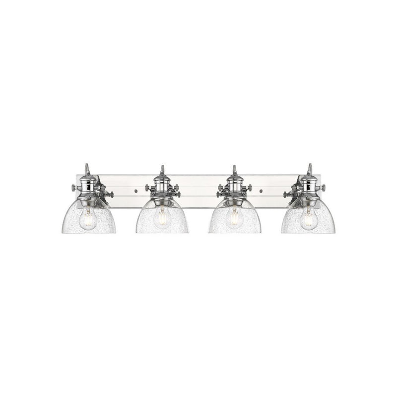 Golden Lighting Hines 4-Light Vanity Light, Chrome/Seeded Glass