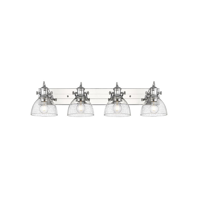 Golden Lighting Hines 4-Light Vanity Light, Chrome/Seeded Glass