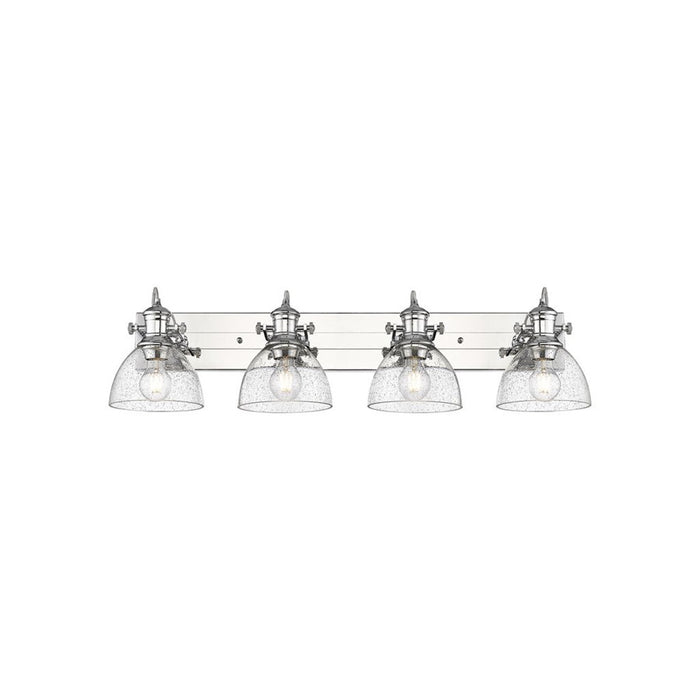 Golden Lighting Hines 4-Light Vanity Light, Chrome/Seeded Glass