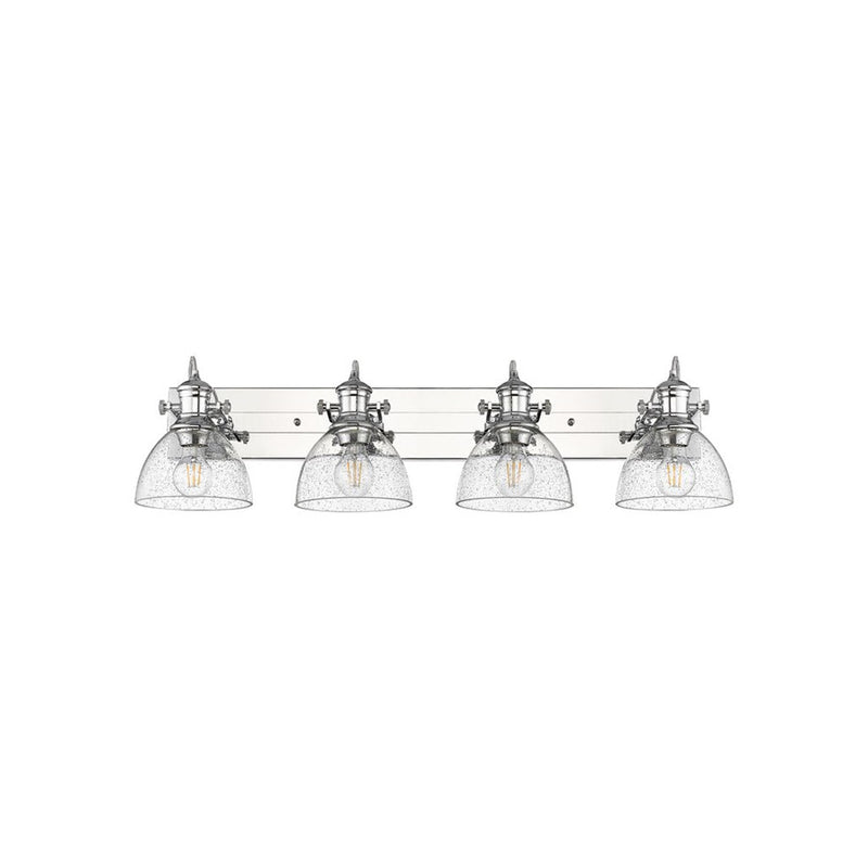 Golden Lighting Hines 4-Light Vanity Light, Chrome/Seeded Glass