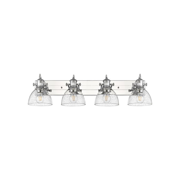 Golden Lighting Hines 4-Light Vanity Light, Chrome/Seeded Glass