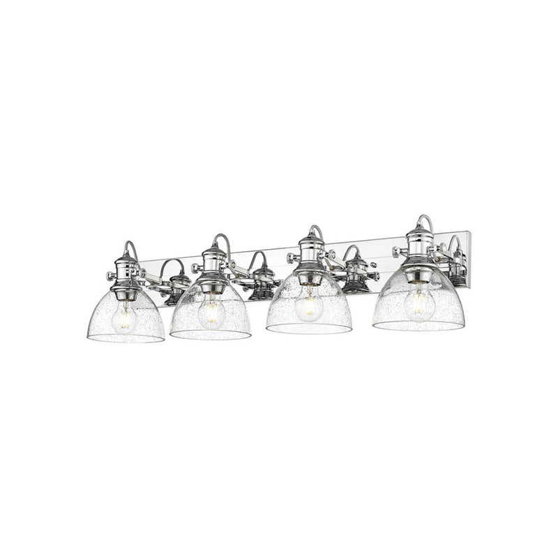 Golden Lighting Hines 4-Light Vanity Light, Chrome/Seeded Glass