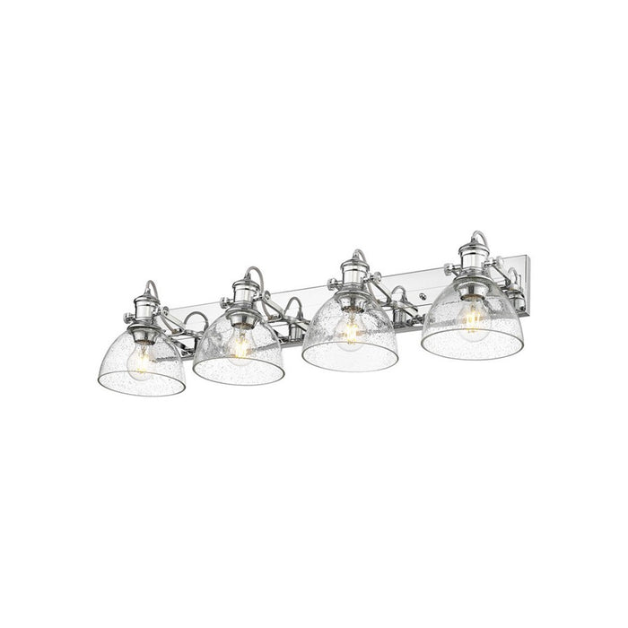 Golden Lighting Hines 4-Light Vanity Light, Chrome/Seeded Glass