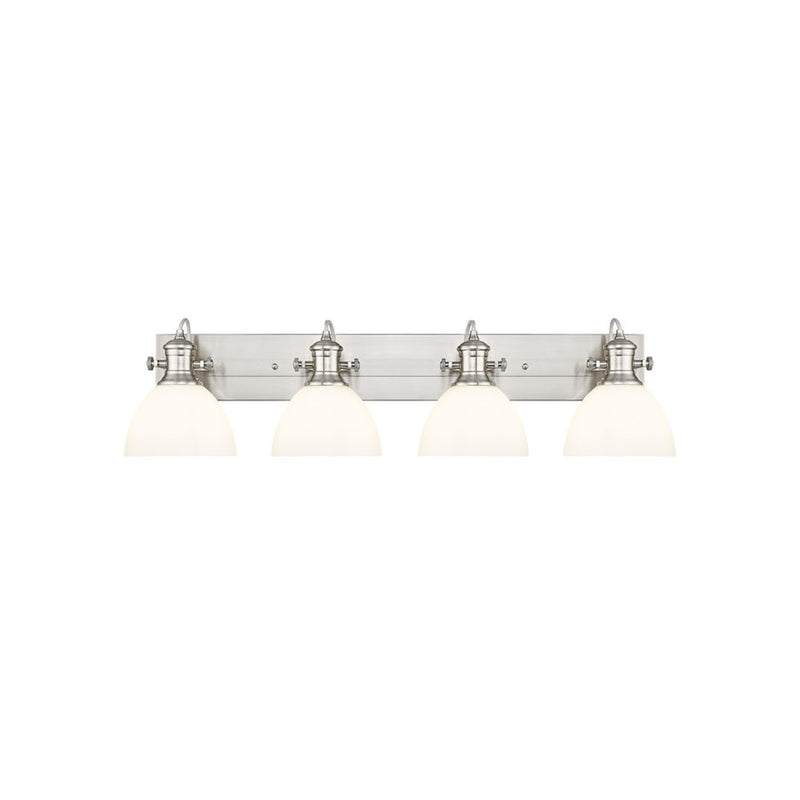 Golden Lighting Hines 4-Light Vanity Light, Pewter/Opal Glass