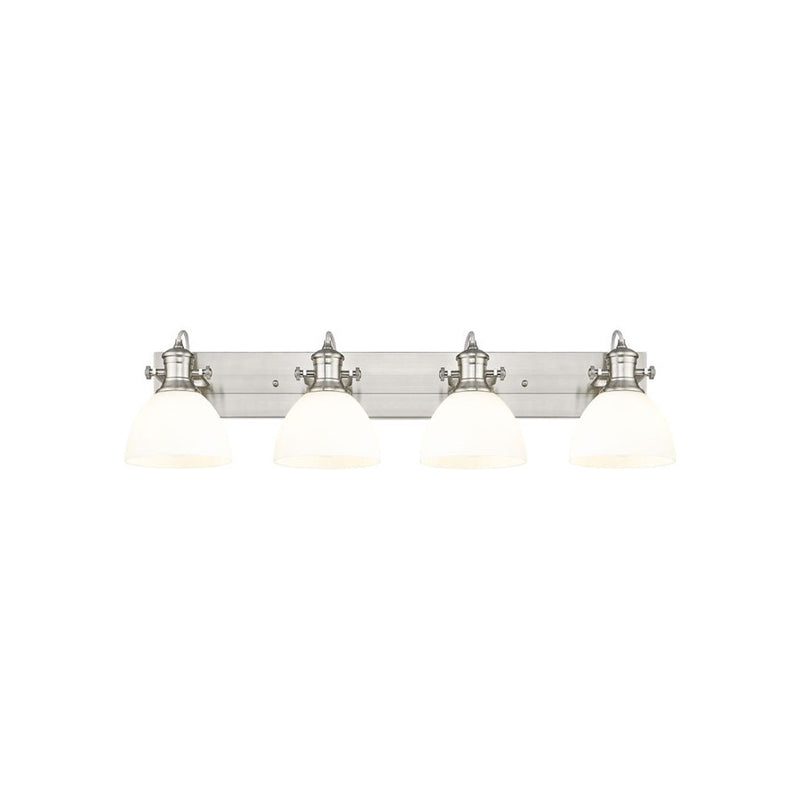 Golden Lighting Hines 4-Light Vanity Light, Pewter/Opal Glass