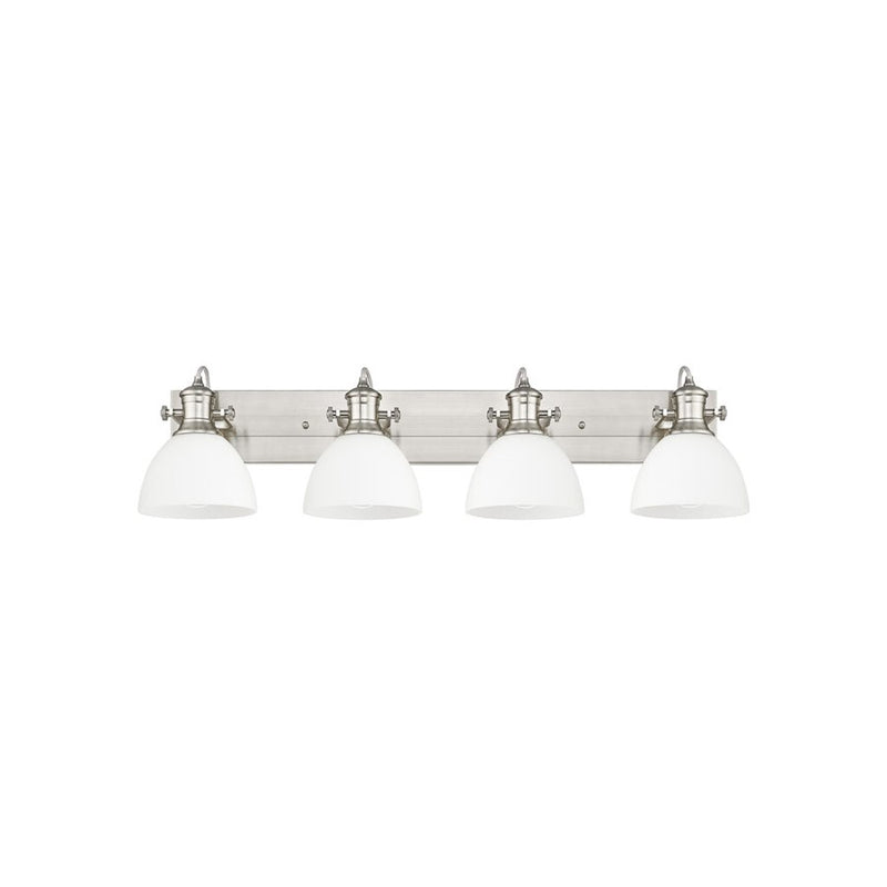 Golden Lighting Hines 4-Light Vanity Light, Pewter/Opal Glass