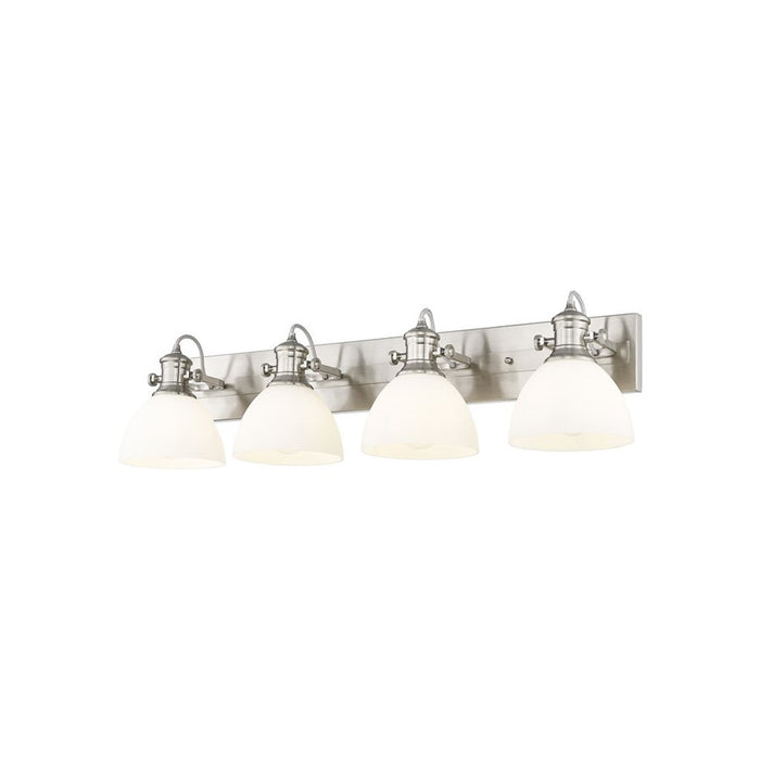 Golden Lighting Hines 4-Light Vanity Light, Pewter/Opal Glass