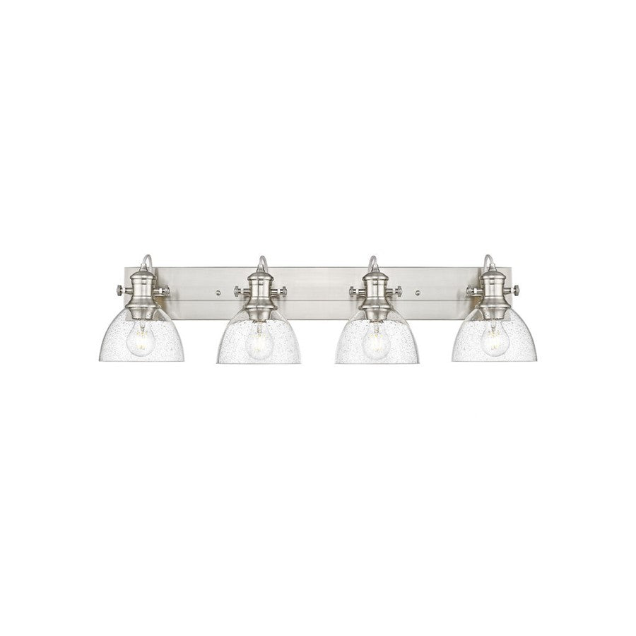 Golden Lighting Hines 4-Light Vanity Light, Pewter/Seeded Glass - 3118-BA4PW-SD