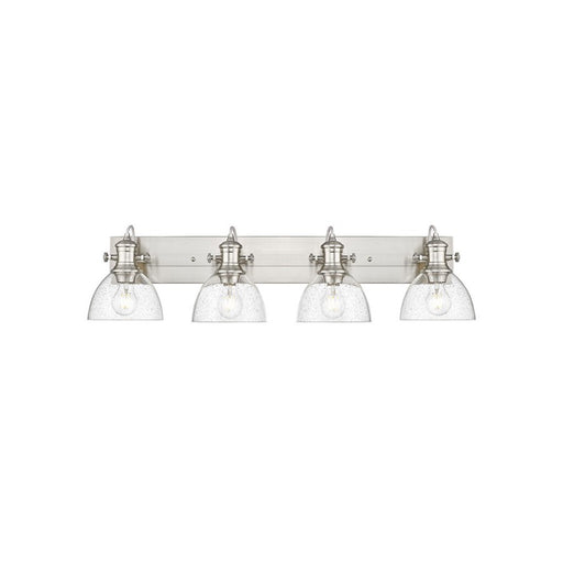 Golden Lighting Hines 4-Light Vanity Light, Pewter/Seeded Glass