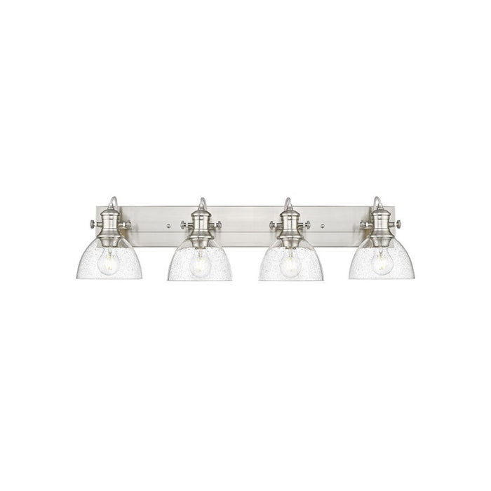 Golden Lighting Hines 4-Light Vanity Light, Pewter/Seeded Glass