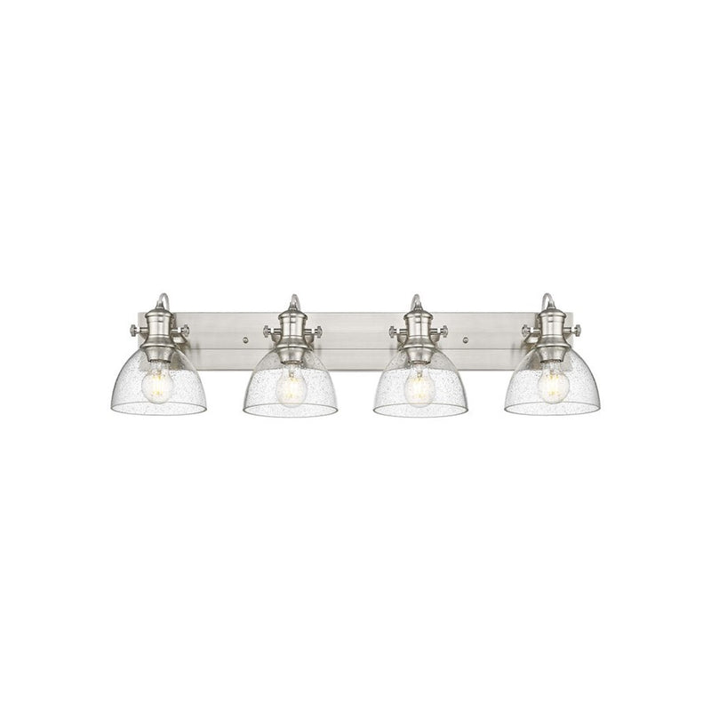 Golden Lighting Hines 4-Light Vanity Light, Pewter/Seeded Glass