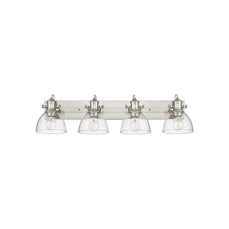 Golden Lighting Hines 4-Light Vanity Light, Pewter/Seeded Glass