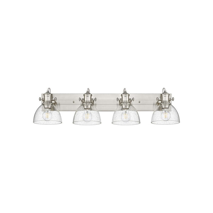 Golden Lighting Hines 4-Light Vanity Light, Pewter/Seeded Glass