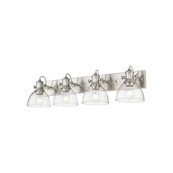 Golden Lighting Hines 4-Light Vanity Light, Pewter/Seeded Glass
