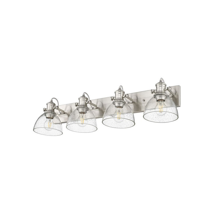 Golden Lighting Hines 4-Light Vanity Light, Pewter/Seeded Glass