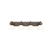 Golden Hines 4-Light Vanity Light, Rubbed Bronze/Opal Glass - 3118-BA4RBZ-OP