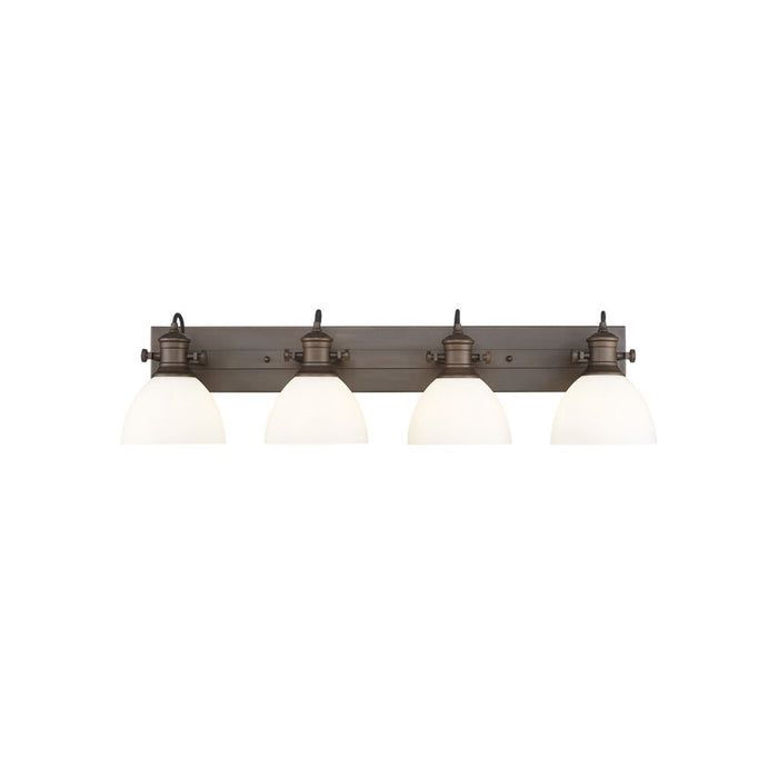 Golden Hines 4-Light Vanity Light, Rubbed Bronze/Opal Glass - 3118-BA4RBZ-OP