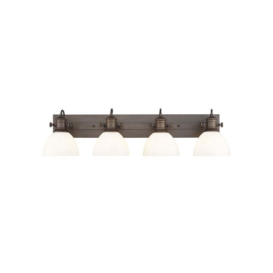Golden Hines 4-Light Vanity Light, Rubbed Bronze/Opal Glass - 3118-BA4RBZ-OP