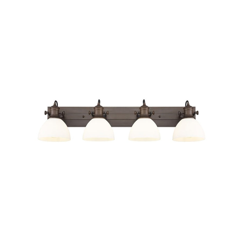 Golden Hines 4-Light Vanity Light, Rubbed Bronze/Opal Glass