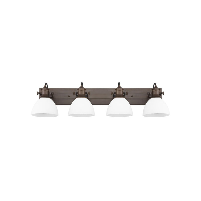 Golden Hines 4-Light Vanity Light, Rubbed Bronze/Opal Glass