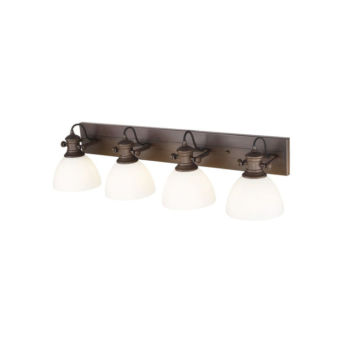 Golden Hines 4-Light Vanity Light, Rubbed Bronze/Opal Glass