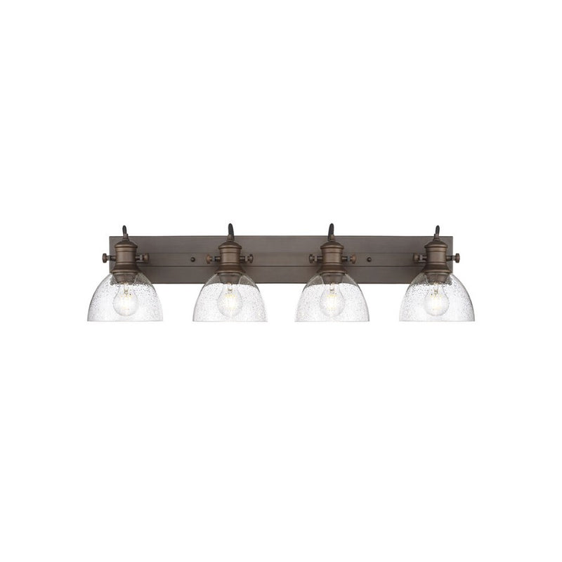 Golden Hines 4-Light Vanity Light, Rubbed Bronze/Seeded Glass - 3118-BA4RBZ-SD