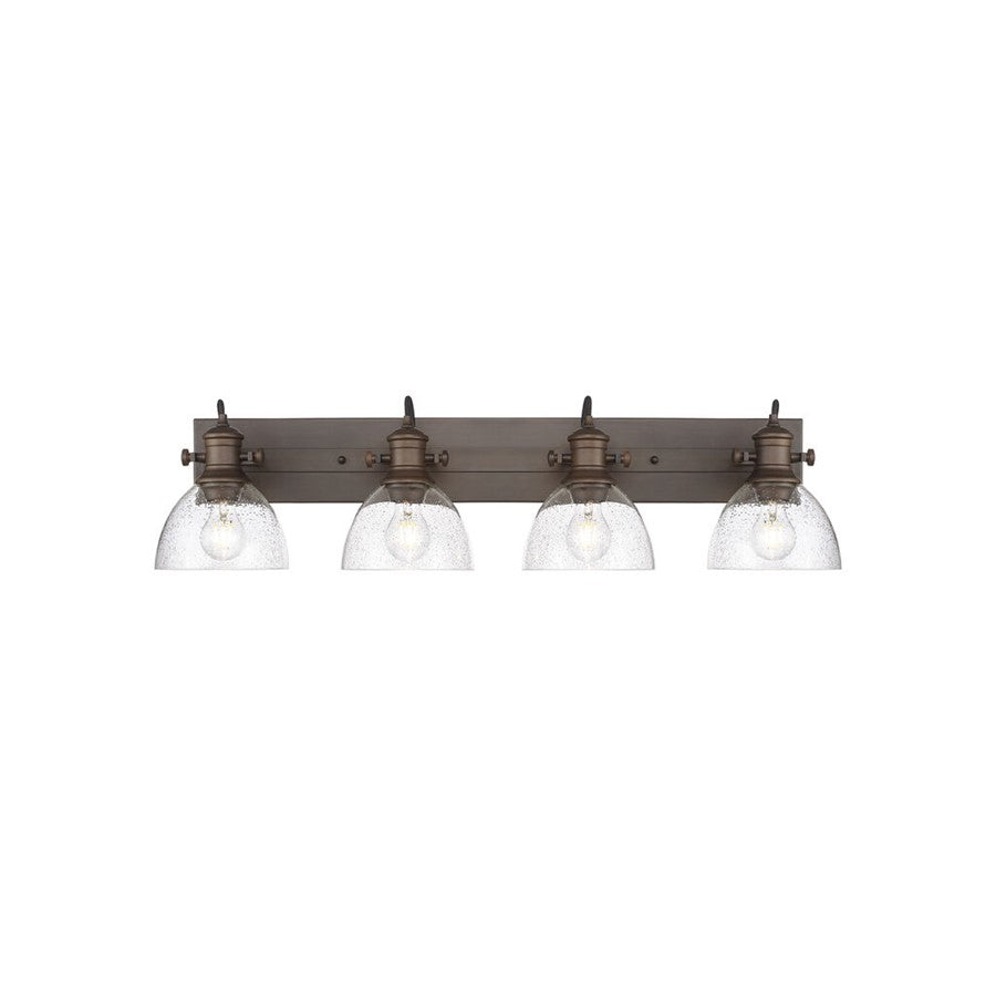 Golden Hines 4-Light Vanity Light, Rubbed Bronze/Seeded Glass - 3118-BA4RBZ-SD