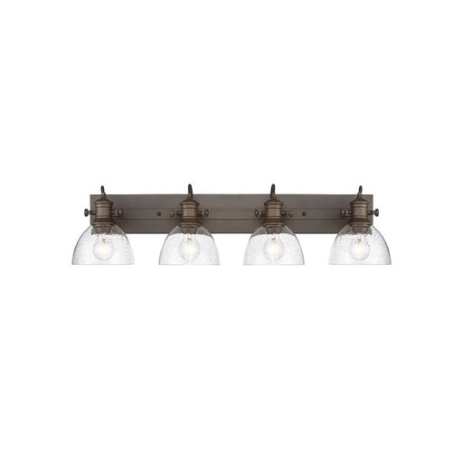 Golden Hines 4-Light Vanity Light, Rubbed Bronze/Seeded Glass